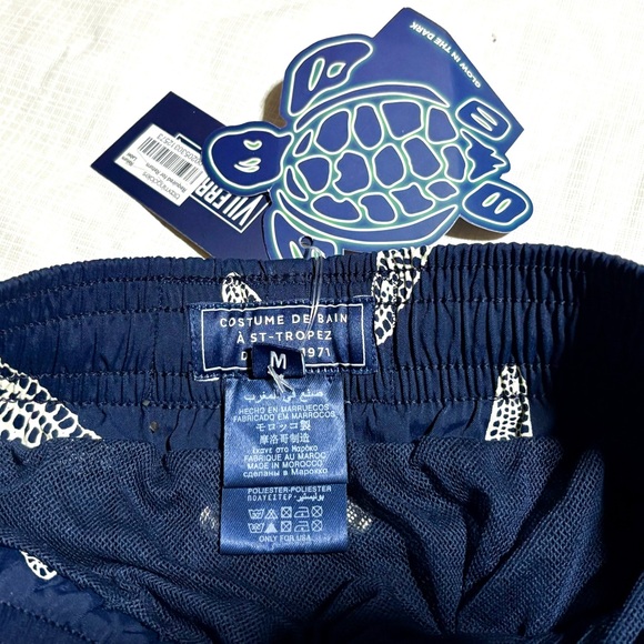 Vilebrequin Moorise New NWT Sz M Men's Navy Starfish Swim Shorts glow in dark - Picture 4 of 10